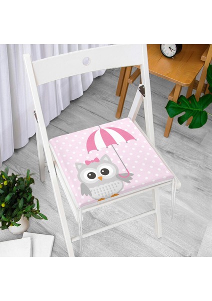 Modern Baykuş Desenli Dekoratif Kare Sandalye Minderi