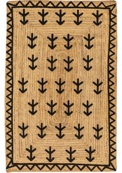 Cool Halı Bolero X-10 Naturel Siyah Jüt Halı El Dokuma Natural Hasır Halı El Örgü Jüt Kilim 80X150