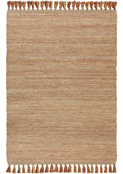 Pata 705-C Natural Turuncu Jüt Halı El Dokuma Natural Hasır Halı El Örgü Jüt Kilim 80X150