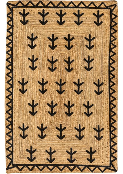 Bolero X-11 Siyah Renkli Jüt Halı El Dokuma Natural Hasır Halı El Örgü Jüt Kilim 120X180