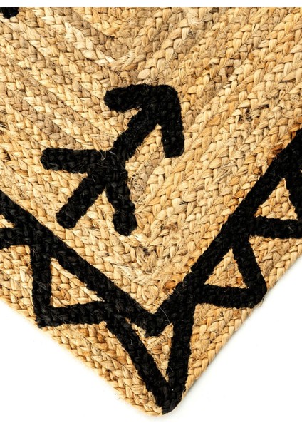 Bolero X-11 Siyah Renkli Jüt Halı El Dokuma Natural Hasır Halı El Örgü Jüt Kilim 120X180