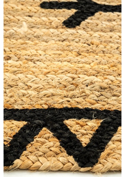 Bolero X-11 Siyah Renkli Jüt Halı El Dokuma Natural Hasır Halı El Örgü Jüt Kilim 120X180