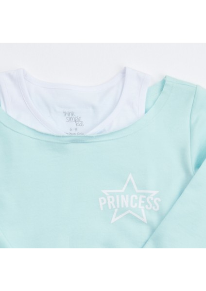 Organik Kız Çocuk Crop Atletli Sweatshirt - Su Yeşili modelleri