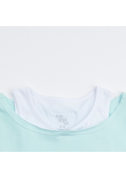 Organik Kız Çocuk Crop Atletli Sweatshirt - Su Yeşili fırsatları