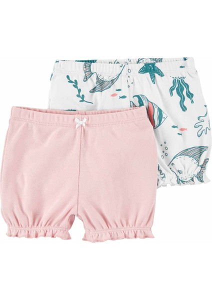 Kız Bebek Şort Set 2'li Paket Pembe