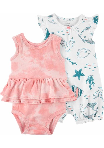 Kız Bebek Kısa Tulum 2'li Set 2'li Paket