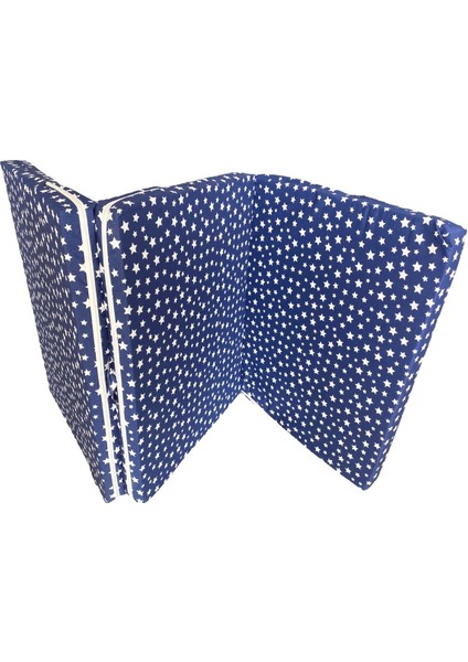 Katlanır Yer Yatağı Sünger Yatak Lacivert Yıldız 80X180 Cm-7 cm Tek Kişilik