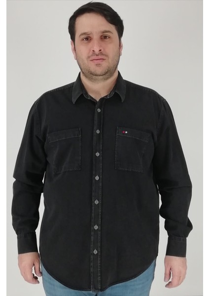 Büyük Beden Lacivert Kot Erkek Gömlek BTL-3023-TSS fiyatları