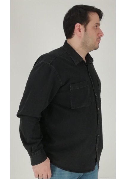 Büyük Beden Lacivert Kot Erkek Gömlek BTL-3023-TSS modelleri