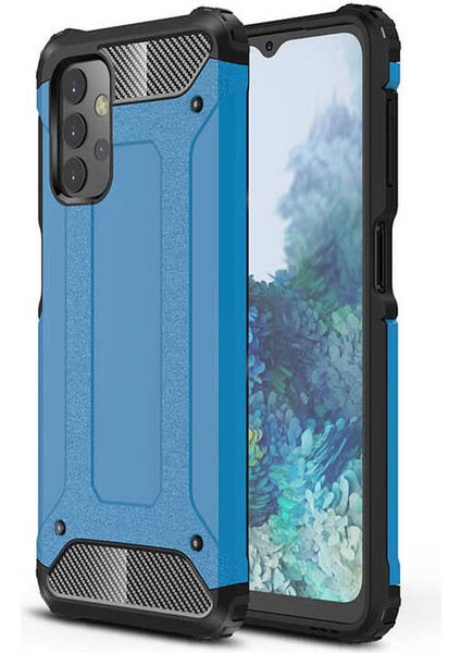 - Samsung Galaxy A13 4G - Kılıf Çift Katman Zırh Tank Crash Military Kapak - Mavi - T21221