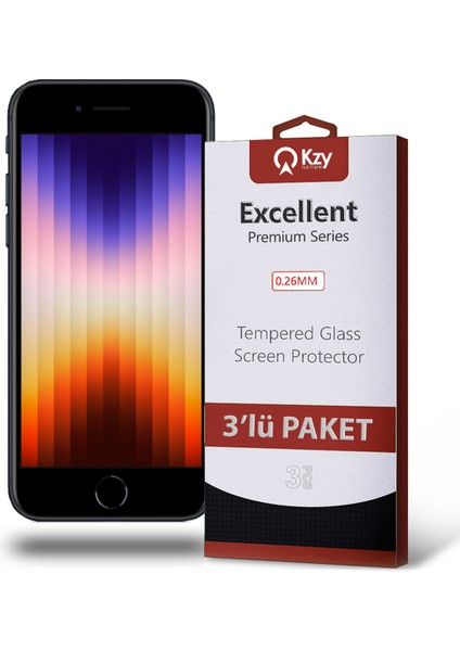 Apple iPhone Se 3 2022 Temperli Ekran Koruyucu Kırılmaz Cam Ekonomik 3'lü Paket