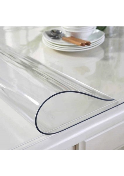 Şeffaf Masa Örtüsü 1,7 mm 80 cm x 130 cm Kalın Pvc Kaymaz Masa Örtüsü Koruyucu 80 cm x 130 cm