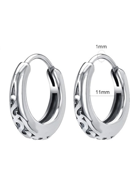 Vintage Antika Tasarım Halka Geçirmeli 316L Erkek Çelik Küpe (Çift) fiyatları