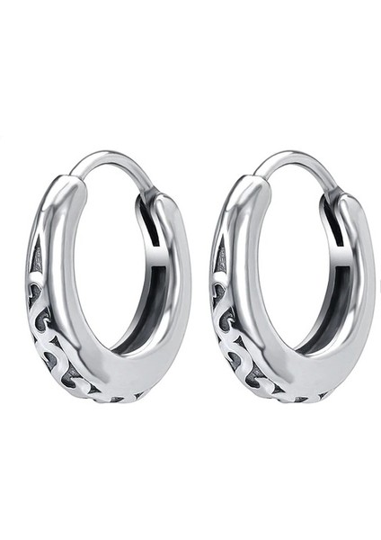 Vintage Antika Tasarım Halka Geçirmeli 316L Erkek Çelik Küpe (Çift) modelleri