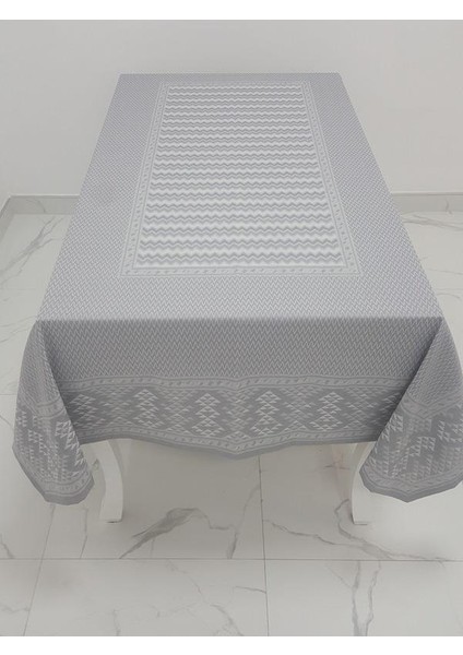 Ezgi Lüx Jakar Polycotton Kumaş Gri Masa Örtüsü Dikdörtgen 160x220 cm - 1065 fiyatları