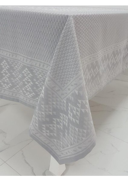 Ezgi Lüx Jakar Polycotton Kumaş Gri Masa Örtüsü Dikdörtgen 160x220 cm - 1065 modelleri