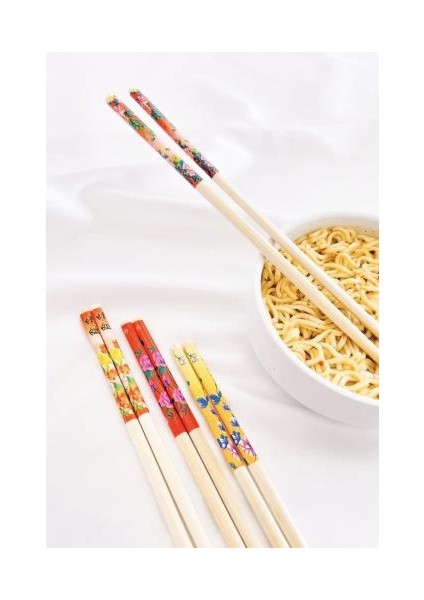 Desenli Organik Bambu Çin Çubuğu Chop Sticks 10 Çift