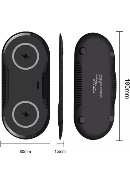 10W 5 V / 9V Kablosuz Çift Cep Telefonu Hızlı Şarj Bazı Tüm Destek İçin Qi Standart Cep Telefonları (Beyaz) (Yurt Dışından) fiyatları