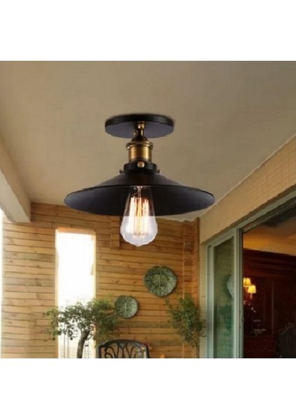 Retro Tekli Metal Tavan Avizesi Şapka Çapı: 28CM