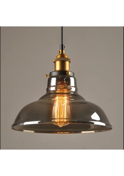 modern,rustik,vintage mutfak,oda,cafe,oteller için füme 1xe27 cam sarkıt avize çap:28cm