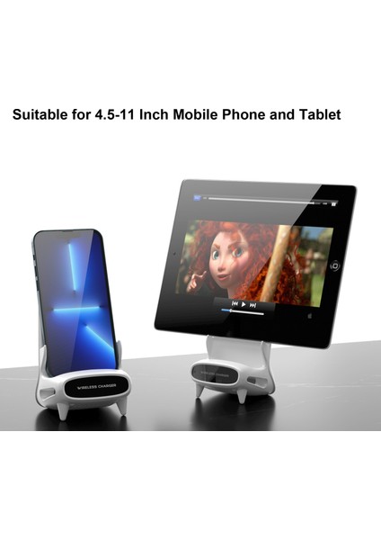 M111 15 W Masaüstü Dikey Hoparlör Kablosuz Şarj Standı 4.5-11 İnç Cep Telefonu Tablet (Beyaz) (Yurt Dışından) fırsatları