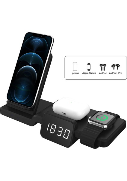 C100 5 1 Saat Kablosuz Şarj Şarj Tutucu Standı Iphone - Apple Watch Uyumlu - Airpods (Yurt Dışından) fiyatları