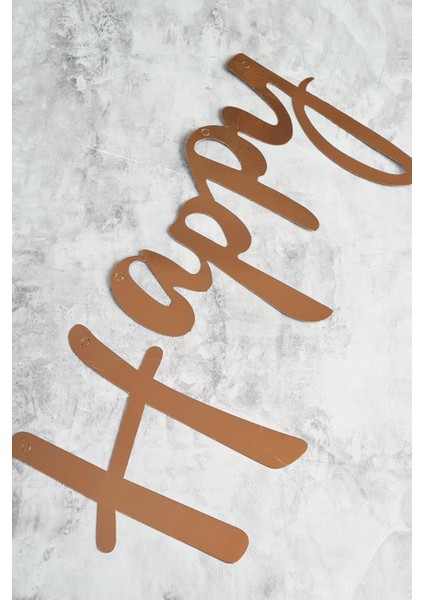 Happy Birthday Rose Gold Doğum Günü Banner Kaligrafi Banner Yazı Rose Gold