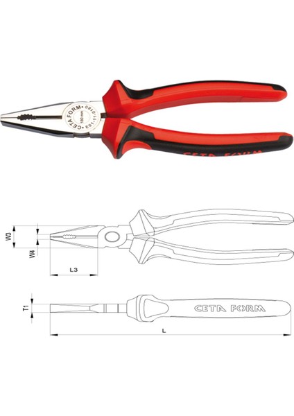 Ceta Form 200MM E01-11-0200 Kombine Pense (Parlak Krom/duotech Sap)