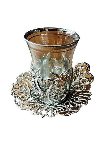 Çay Fincan Takımı 6 Kişilik Fincan Özel Desen Metal Döküm Cay Seti Hediyelik