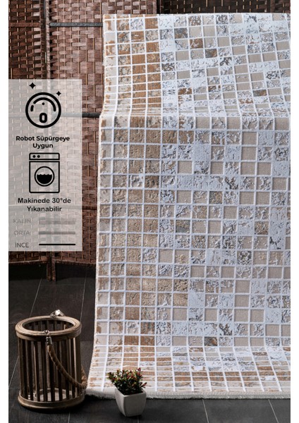 Konfor Senfoni 6176 Modern Dokuma Yıkanabilir Kadife Halı100x200