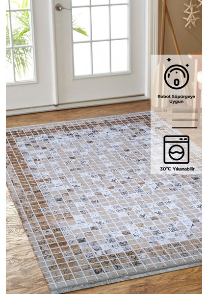 Konfor Senfoni 6176 Modern Dokuma Yıkanabilir Kadife Halı100x200