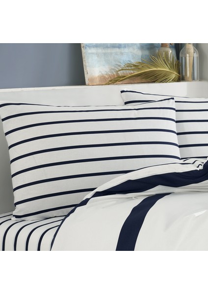 Simple Line Mavi Pamuk Ranforce 2'li Yastık Kılıfı 50X70