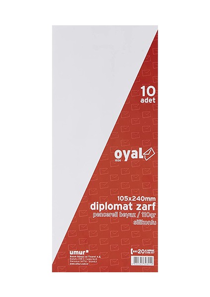 Diplomat Zarf Pencereli 110 gr Silikonlu Beyaz 10'lu Paket