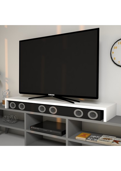 Carry Beyaz Monitör Yükseltici Soundbar Stand