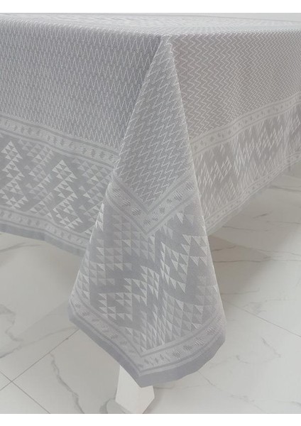 Ezgi Lüx Jakar Polycotton Kumaş Gri Masa Örtüsü Dikdörtgen 160x350 cm - 1066