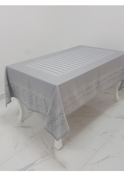 Ezgi Lüx Jakar Polycotton Kumaş Gri Masa Örtüsü Dikdörtgen 160x350 cm - 1066