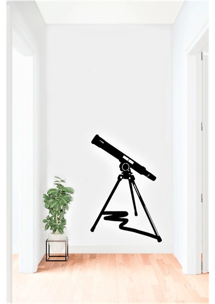 Teleskop Desen 53 x 34 cm Şık Dekoratif Dekorasyon Için Metal Duvar Askısı Hediyelik Tablo