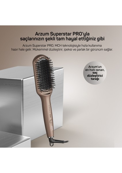 AR5082-T Superstar Pro Saç Düzleştirici Fırça - Toprak