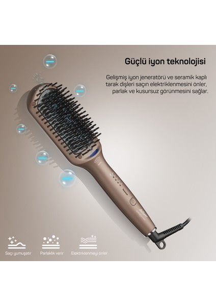 AR5082-T Superstar Pro Saç Düzleştirici Fırça - Toprak
