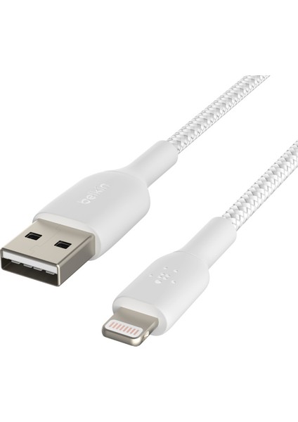 Örgülü Apple Lightning Hızlı Şarj ve Data Kablosu Beyaz 1 Metre CAA002BT1MWH