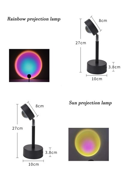 USB Gökkuşağı Günbatımı Kırmızı Projektör LED Gece Lambası Güneş Projeksiyon Masa Lambası Yatak Odası Bar Için Kahve Mağazası Duvar Dekorasyon Aydınlatma (Yurt Dışından)