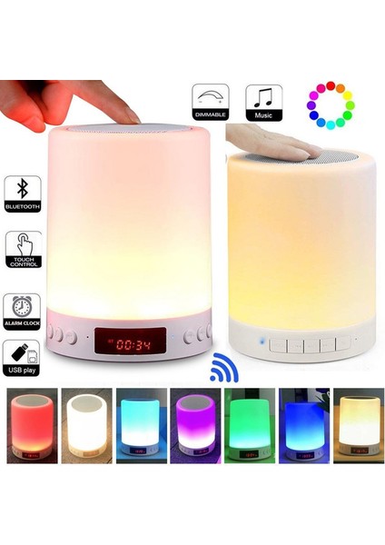 Yeni LED Bluetooth Hoparlör Müzik Akıllı Touch gece Lambası Masa Lambası USB Şarj Edilebilir (Yurt Dışından)