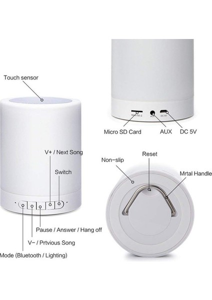 Yeni LED Bluetooth Hoparlör Müzik Akıllı Touch gece Lambası Masa Lambası USB Şarj Edilebilir (Yurt Dışından)