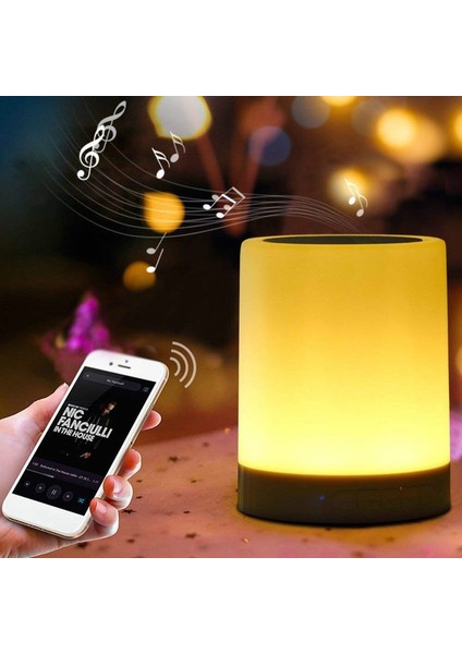 Yeni LED Bluetooth Hoparlör Müzik Akıllı Touch gece Lambası Masa Lambası USB Şarj Edilebilir (Yurt Dışından)