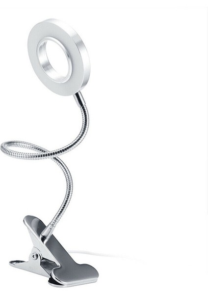Kısılabilir LED Esnek USB Okuma Lambası Klipsli Yanında Yatak Masa Lambası (Gümüş) (Yurt Dışından)