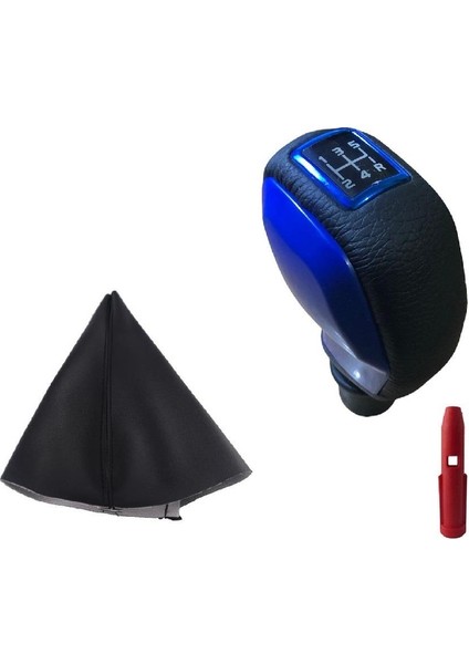 Citroen C3 Deri Kaplama Mavi Spor Vites Topuzu ve Körüğü