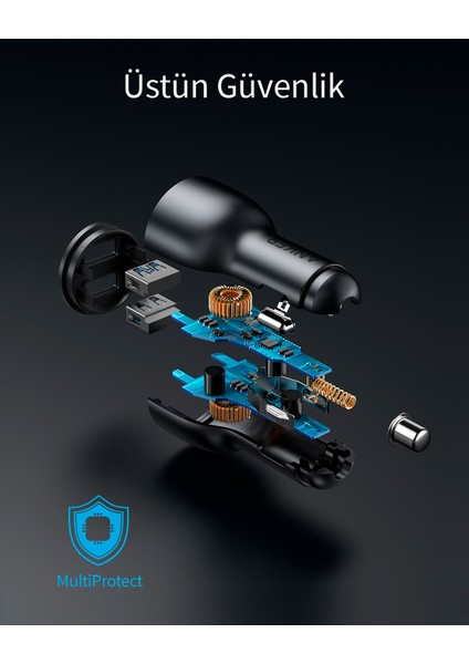 PowerDrive III 2-Port 36W Hızlı Araç Şarj Cihazı (Anker Türkiye Garantili) fırsatları