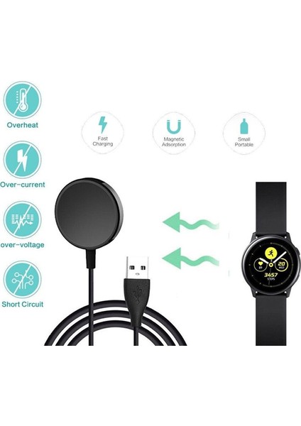 Samsung Galaxy Watch Active 2 44 mm SM-R820NZ Manyetik Kablosuz USB Şarj Aygıtlı USB Kablo 1 Metre fırsatları