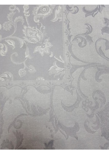 İpek Lüx Jakar Polycotton Kumaş Gri Masa Örtüsü Dikdörtgen 160x350 cm - 1071