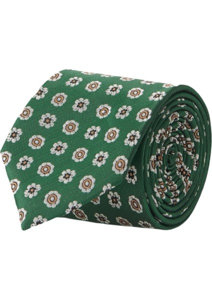ALTINYILDIZ CLASSICS Erkek Yesil Beyaz Bej Desenli Klasik Kravat